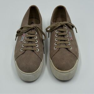 SUPERGA Women’s 2790 Platform Sneakers Size 39.5 or 7 Tan Suede Style S00CVB0